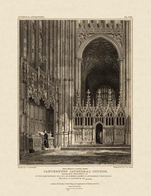 The Gothic Library : Canterbury Cathedral : John Britton : 1830 : Plate 8 : Wareham's Monuments etc. :   : Monuments and Tombs : historical print