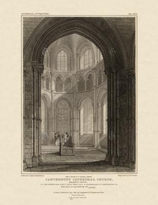 The Gothic Library : Canterbury Cathedral : John Britton : 1830 : Plate 14 : Becket's Crown : : The Trinity Chapel : historical print