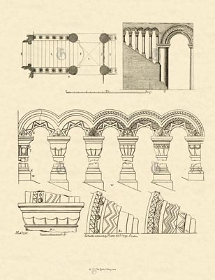 The Gothic Library : Canterbury Cathedral : John Carter : 1797 : Plate 29 : The Norman Staircase :  : The Norman Staircase : historical print
