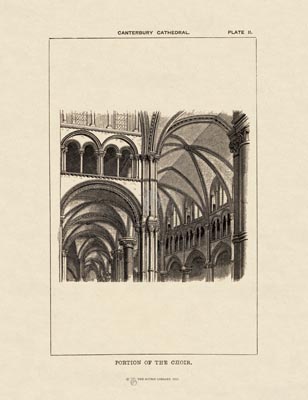 The Gothic Library : Canterbury Cathedral : Handbook : 1861 : Plate 2 : Portion of the Choir :  : The Choir : historical print