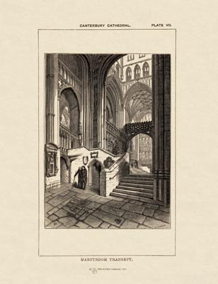 The Gothic Library : Canterbury Cathedral : Handbook : 1861 : Plate 7 : Martyrdom Transept : : The Martyrdom : historical print