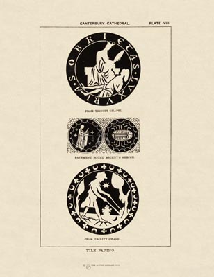 The Gothic Library : Canterbury Cathedral : Handbook : 1861 : Plate 8 : Paving in the Trinity Chapel : : The Trinity Chapel : historical print