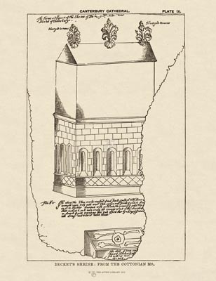 The Gothic Library : Canterbury Cathedral : Handbook : 1861 : Plate 9 : Becket's Shrine : : The Trinity Chapel : historical print