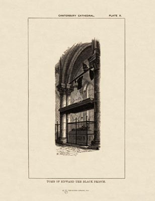 The Gothic Library : Canterbury Cathedral : Handbook : 1861 : Plate 10 : Tomb of Edward : The Black Prince : The Trinity Chapel : historical print