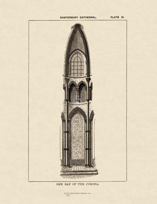 The Gothic Library : Canterbury Cathedral : Handbook : 1861 : Plate 11 : One Bay of the Corona :  : The Trinity Chapel : historical print