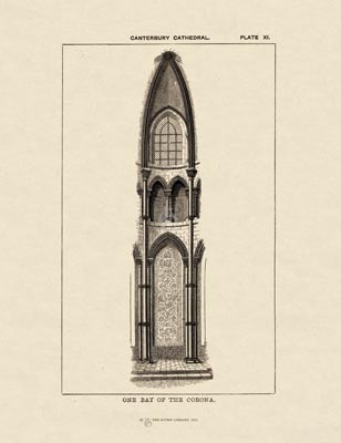The Gothic Library : Canterbury Cathedral : Handbook : 1861 : Plate 11 : One Bay of the Corona : : The Trinity Chapel : historical print