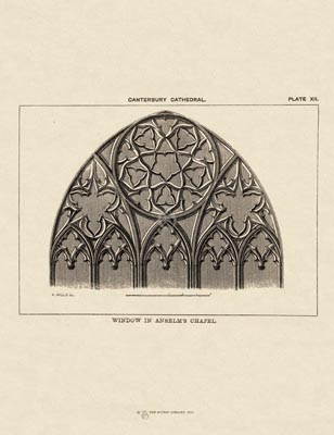 The Gothic Library : Canterbury Cathedral : Handbook : 1861 : Plate 12 : Window in Anselm's Chapel :  : The Trinity Chapel : historical print