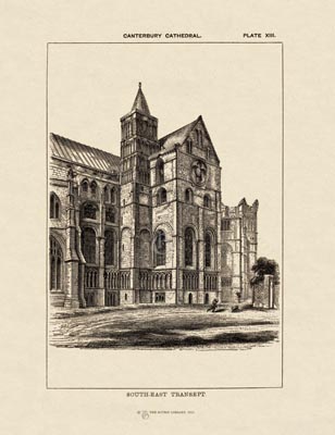 The Gothic Library : Canterbury Cathedral : Handbook : 1861 : Plate 13 : South-East Transept : : The South-East Quadrant : historical print