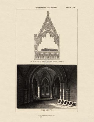 The Gothic Library : Canterbury Cathedral : Handbook : 1861 : Plate 14 : The Crypt :  : The Crypt : historical print
