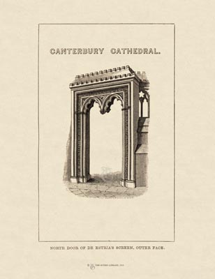 The Gothic Library : Canterbury Cathedral : Handbook : 1861 : Title Page : De Estria's Screen : : The Choir : historical print