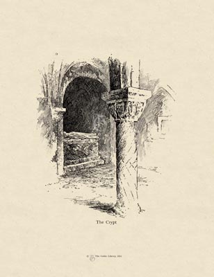 The Gothic Library : Canterbury Cathedral : Fremantle, Isbister : 1897 : Plate 5 : The Crypt : : The Crypt : historical print