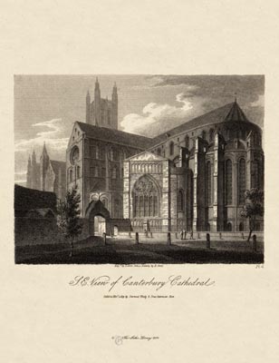 The Gothic Library : Canterbury Cathedral : James Storer : 1813 : Plate 4 : South-Eastern View :  : The South-East Quadrant : historical print