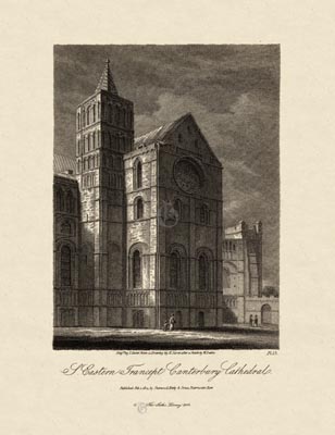 The Gothic Library : Canterbury Cathedral : James Storer : 1813 : Plate 13 : South-Eastern Transept : : The South-East Quadrant : historical print
