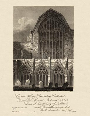 The Gothic Library : Canterbury Cathedral : James Storer : 1813 : Plate 16 : The Chapter House and Cloisters :  : The Chapter House & Cloisters : historical print