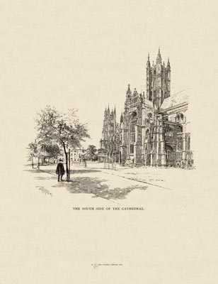 The Gothic Library : Canterbury Cathedral : Van Rensselaer : 1887 : Page 44 : The South Side : of the Cathedral : The South-East Quadrant : historical print