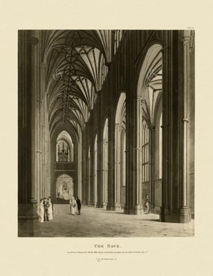 The Gothic Library : Canterbury Cathedral : Charles Wild : 1807 : Plate 2 : The Nave :  : The Nave : historical print