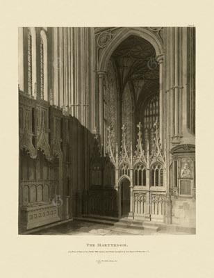 The Gothic Library : Canterbury Cathedral : Charles Wild : 1807 : Plate 4 : The Martyrdom : : The Martyrdom : historical print