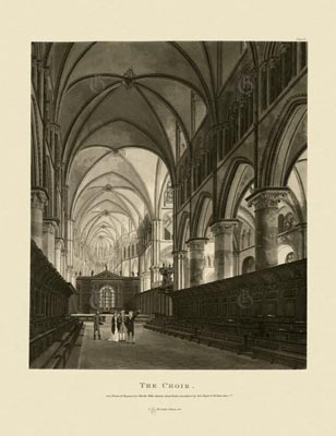 The Gothic Library : Canterbury Cathedral : Charles Wild : 1807 : Plate 6 : The Choir : : The Choir : historical print