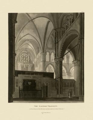 The Gothic Library : Canterbury Cathedral : Charles Wild : 1807 : Plate 9 : The Eastern Transept :  : The Choir : historical print