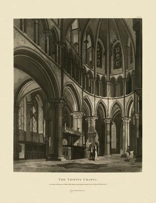 The Gothic Library : Canterbury Cathedral : Charles Wild : 1807 : Plate 11 : The Trinity Chapel : : The Trinity Chapel : historical print
