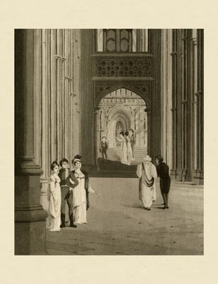 The Gothic Library : Canterbury Cathedral : Charles Wild : 1807 : Plate 2 : The Nave : Detail : People of Canterbury : historical print