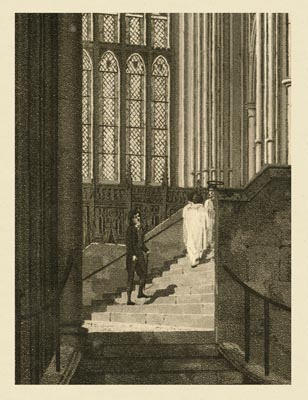 The Gothic Library : Canterbury Cathedral : Charles Wild : 1807 : Plate 3 : The Nave : Detail : People of Canterbury : historical print