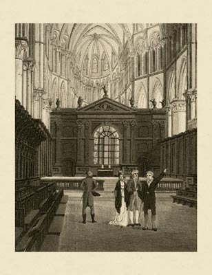 The Gothic Library : Canterbury Cathedral : Charles Wild : 1807 : Plate 6 : The Choir : Detail : People of Canterbury : historical print