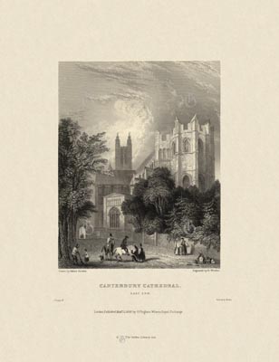 The Gothic Library : Canterbury Cathedral : Henry Winkles : 1836 : Plate 8 : East End : : The South-East Quadrant : historical print