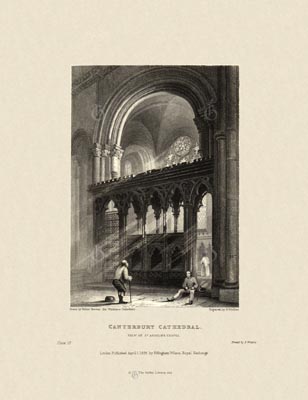 The Gothic Library : Canterbury Cathedral : Henry Winkles : 1836 : Plate 10 : View of St Anselm's Chapel : : The Trinity Chapel : historical print