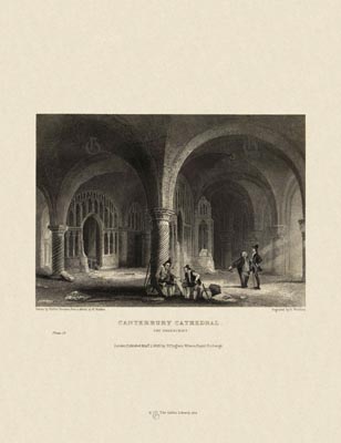 The Gothic Library : Canterbury Cathedral : Henry Winkles : 1836 : Plate 12 : The Undercroft :  : The Crypt : historical print