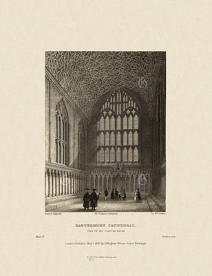 The Gothic Library : Canterbury Cathedral : Henry Winkles : 1836 : Plate 13 : View of the Chapter House : : The Chapter House & Cloisters : historical print