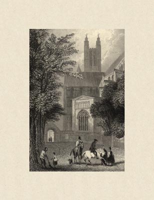 The Gothic Library : Canterbury Cathedral : Henry Winkles : 1836 : Plate 8 : East End : Detail : People of Canterbury Cathedral : historical print