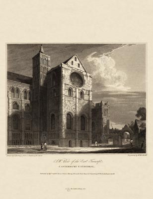 The Gothic Library : Canterbury Cathedral : William Woolnoth : 1816 : Plate 3 : View of the East Transept :  : The South-East Quadrant : historical print
