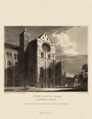 The Gothic Library : Canterbury Cathedral : William Woolnoth : 1816 : Plate 3 : View of the East Transept : : The South-East Quadrant : historical print