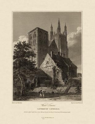 The Gothic Library : Canterbury Cathedral : William Woolnoth : 1816 : Plate 7 : West Towers :  : The Western Towers : historical print