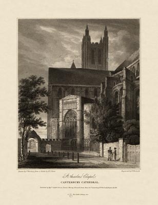 The Gothic Library : Canterbury Cathedral : William Woolnoth : 1816 : Plate 8 : St Anselm's Chapel : : The South-East Quadrant : historical print