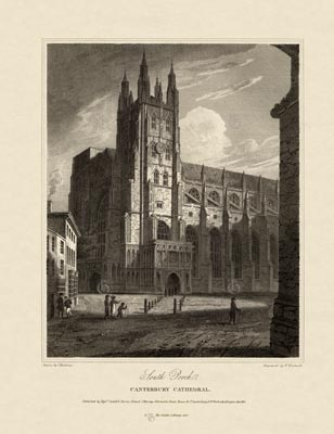 The Gothic Library : Canterbury Cathedral : William Woolnoth : 1816 : Plate 11 : South Porch :  : The Western Towers : historical print