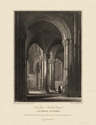The Gothic Library : Canterbury Cathedral : William Woolnoth : 1816 : Plate 18 : View from Becket's Crown : : The Trinity Chapel : historical print
