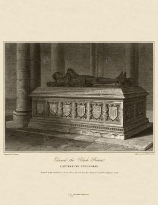 The Gothic Library : Canterbury Cathedral : William Woolnoth : 1816 : Plate 19 : Edward the Black Prince : : Monuments and Tombs : historical print
