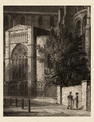 The Gothic Library : Canterbury Cathedral : William Woolnoth : 1816 : Plate 8 : St Anselm's Chapel : Detail : People of Canterbury Cathedral : historical print